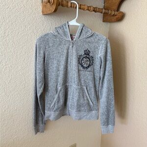 Vintage Juicy Couture Velvet Gray Hoodie Sz L